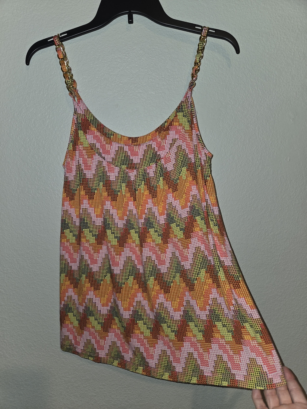 Michael Kors Women's M Multicolor Geometric Chain Scoop Neck Cami Tank Boho Chic